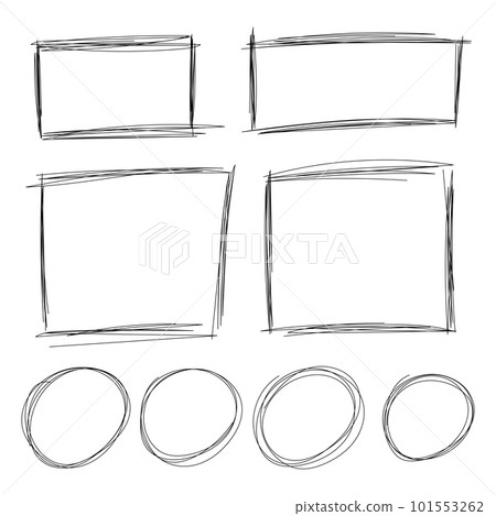 Circles, checkmarks and frames Pencil marks vector 101553262