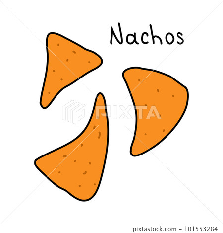 Mexican corn chips nachos or tortilla chips, doodle style vector 101553284