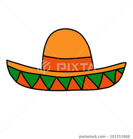 Mexican hat sombrero doodle style vector illustration 101553988