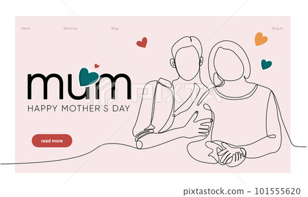 Happy Mother's Day handwritten lettering. Continuous line drawing text design. Vector illustration. Vector illustration Happy Mother's Day handwritten lettering. Continuous line drawing text design. Vector illustration. Vector illustration 101555620