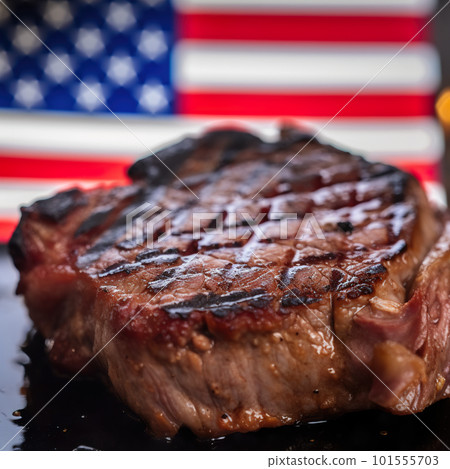 A close up of a steak on a plate. AI generative image A close up of a steak on a plate. AI generative image 101555703