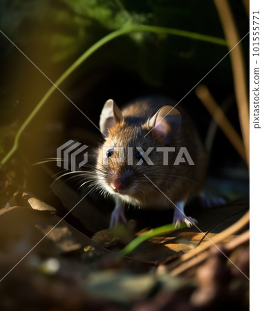 A small rodent is standing in the shade. AI generative image 101555771