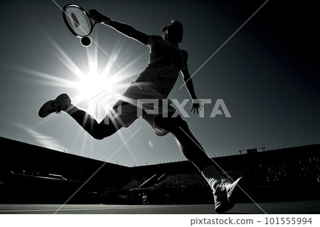 A man holding a tennis racquet on top of a tennis court. AI generative image 101555994