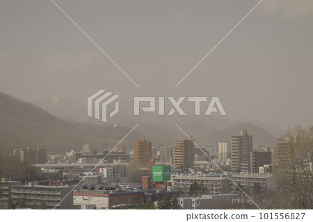 Cityscape foggy with yellow sand Cityscape foggy with yellow sand 101556827