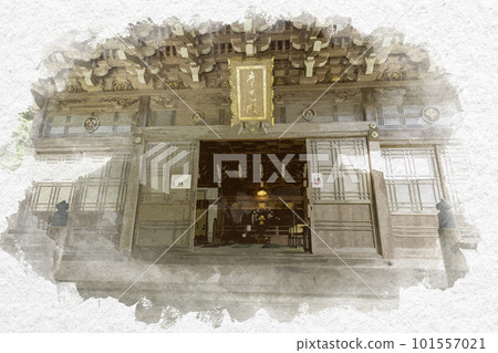 廣島縣廿日市市水彩風格的宮島大聖院摩尼殿 101557021