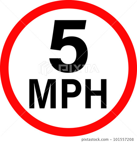 5 mph vehicle speed limit sign. 5MPH road traffic sign slow drive. flat style.  101557208