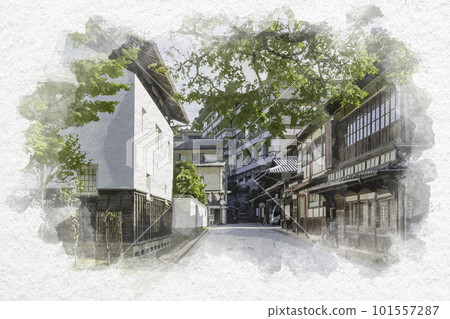水彩風格的宮島街景,廣島縣廿日市市 水彩風格的宮島街景,廣島縣廿日市市 101557287