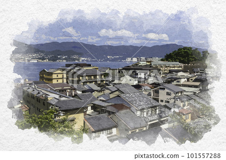 水彩風格的宮島街景,廣島縣廿日市市 水彩風格的宮島街景,廣島縣廿日市市 101557288