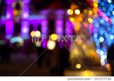 background blurred abstraction of colored lanterns and decorations.  101557726