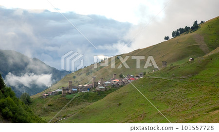 View of Adishi village in Georgia. travel in the mountains View of Adishi village in Georgia. travel in the mountains 101557728