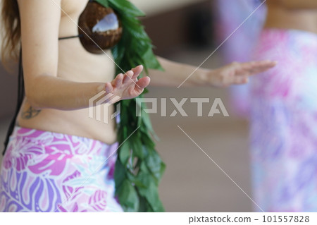 Female hands dancing Tahitian dance 101557828