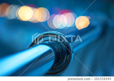 handrail railing made of stainless material close-up near the river embankment 101558345