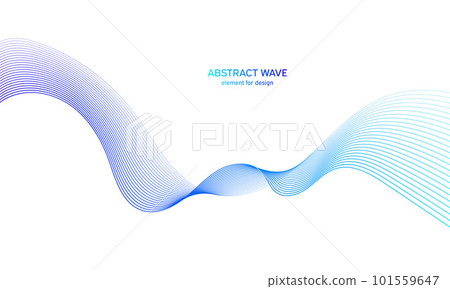 Abstract colorfull wave element for design. Digital frequency track equalizer. Stylized line art background.Vector illustration.Wave with lines created using blend tool.Curved wavy line, smooth stripe 101559647
