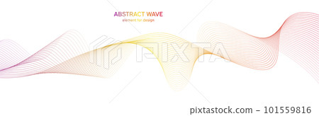 Abstract colorfull wave element for design. Digital frequency track equalizer. Stylized line art background.Vector illustration.Wave with lines created using blend tool.Curved wavy line, smooth stripe 101559816