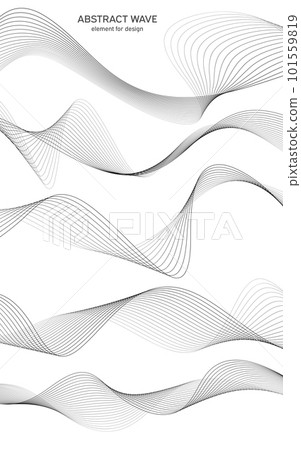 Abstract wave element for design. Digital frequency track equalizer. Stylized line art background. Vector illustration. Wave with lines created using blend tool. Curved wavy line, smooth stripe. Abstract wave element for design. Digital frequency track equalizer. Stylized line art background. Vector illustration. Wave with lines created using blend tool. Curved wavy line, smooth stripe. 101559819