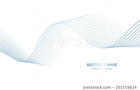 Abstract colorfull wave element for design. Digital frequency track equalizer. Stylized line art background.Vector illustration.Wave with lines created using blend tool.Curved wavy line, smooth stripe 101559824