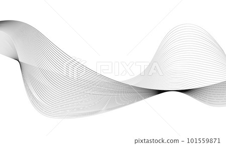 Abstract wave element for design. Digital frequency track equalizer. Stylized line art background. Vector illustration. Wave with lines created using blend tool. Curved wavy line, smooth stripe. 101559871