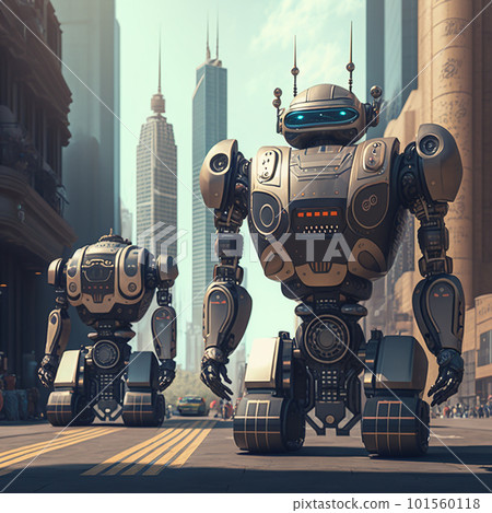 與機器人共存未來城市“人工智能生成的圖像” 101560118
