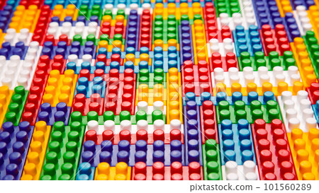 Abstract background texture of colored constructor blocks. 101560289