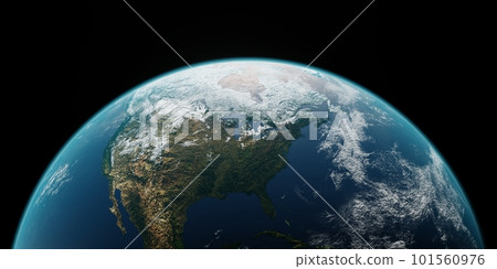Beautiful earth on black background planet 3d render. Concept of climate change, dark night, cities lights, sunrise. World planet satellite, Stars, nebula and galaxy. Sunrise from outer space Beautiful earth on black background planet 3d render. Concept of climate change, dark night, cities lights, sunrise. World planet satellite, Stars, nebula and galaxy. Sunrise from outer space 101560976