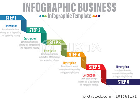 Infographic design template with 6 Step or six option for Presentation infographic, Timeline infographics, steps or processes. Vector illustration. Infographic design template with 6 Step or six option for Presentation infographic, Timeline infographics, steps or processes. Vector illustration. 101561151