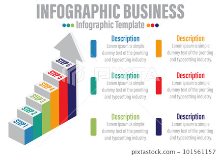 6 Step or six option infographic pattern for business information,presentation.vector and illustration 101561157