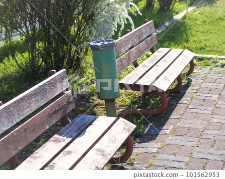 old ashtray and bench old ashtray and bench 101562953