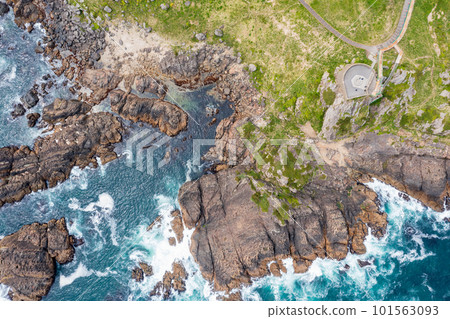 "Aomori Prefecture" Hachinohe City, where you can see Ashigezaki Observatory from the sky with a drone 101563093