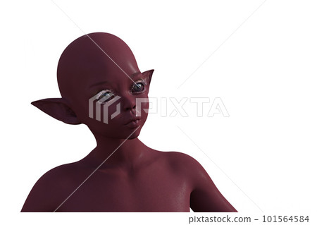 3d render. Portrait of a pink elf on a white background. 3d render. Portrait of a pink elf on a white background. 101564584
