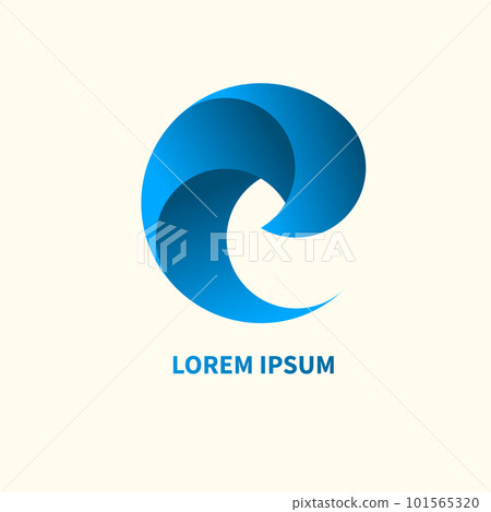 Blue water curl logo, abstract geometric eco icon 101565320