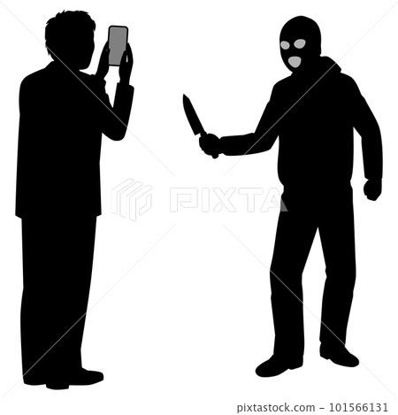 A person taking a photo of a robber with a smartphone 101566131