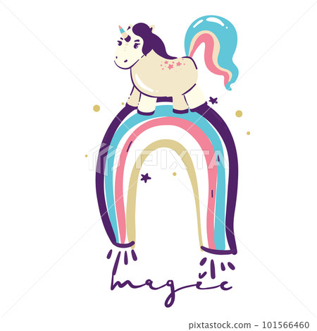 Catcorn. Lovely cartoon cat unicorn face and lettering text on white background. Cute vector for clothing print and children t-shirt for girl Catcorn. Lovely cartoon cat unicorn face and lettering text on white background. Cute vector for clothing print and children t-shirt for girl 101566460