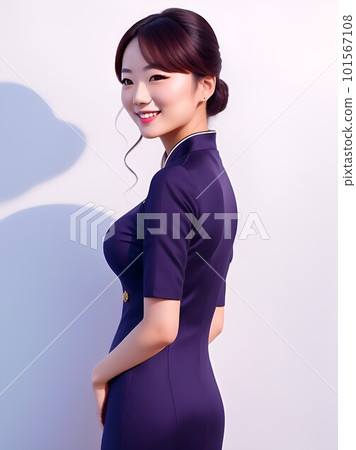 一個穿著紫色中國禮服的女人 1 101567108