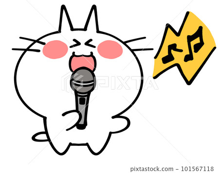 音聾貓做卡拉 OK 插圖素材 音聾貓做卡拉 OK 插圖素材 101567118