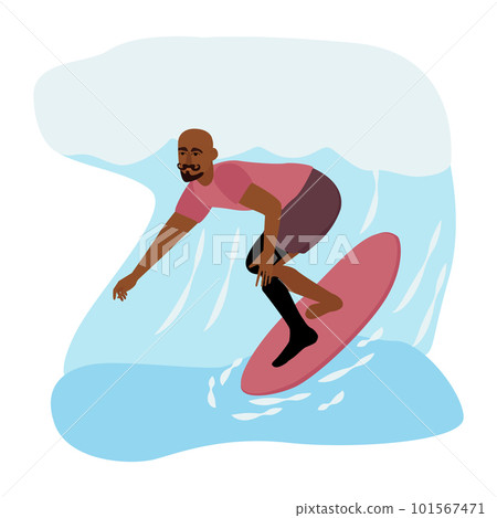 Man with disabilities wave surfing active life 101567471