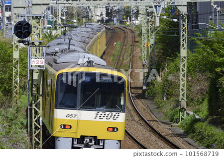 京急彎道行駛【京急1000型】黃色快樂列車 101568719