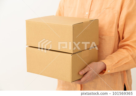 攜帶紙板行李的高級婦女 攜帶紙板行李的高級婦女 101569365
