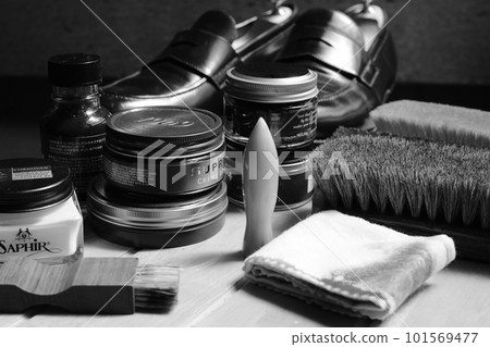 shoe care products and leather shoes 101569477