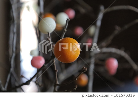 樹枝上五彩繽紛的麻糬花風景 101570339