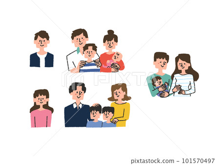 單身家庭和一代家庭插圖素材集 101570497