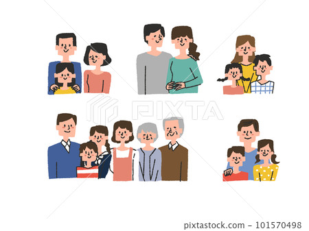 大家庭、單親家庭、單親家庭的插圖集 大家庭、單親家庭、單親家庭的插圖集 101570498