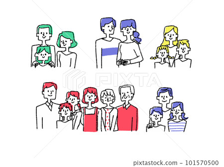 大家庭、單親家庭、單親家庭的插圖集 大家庭、單親家庭、單親家庭的插圖集 101570500