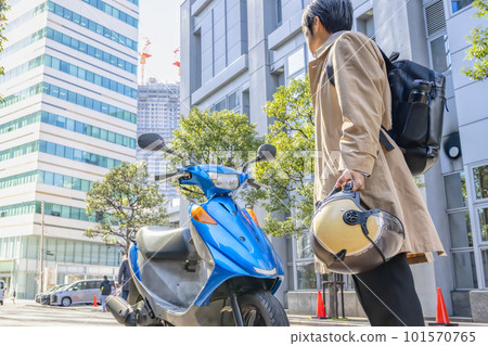 Businessman commuting by motorcycle Yokohama Businessman commuting by motorcycle Yokohama 101570765