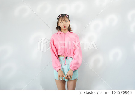 Fashion portrait of young woman in colorful fitness wear 101570946