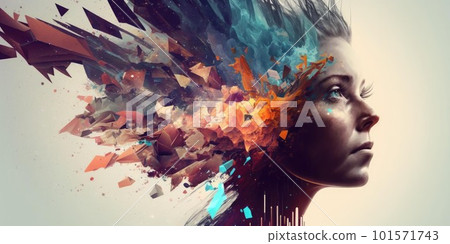 Creative mind imagination concept art, exploding emotions out of head, inner thought and dreams Creative mind imagination concept art, exploding emotions out of head, inner thought and dreams 101571743
