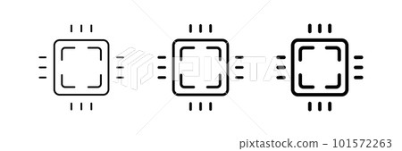 CPU icon set with different thickness. vector. 101572263