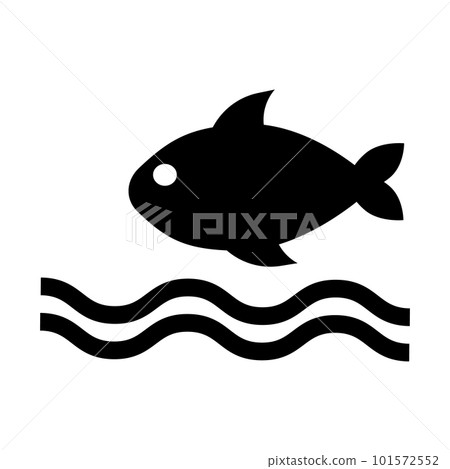 Sea and fish silhouette icon. vector. 101572552