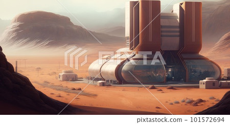 Futuristic building habitat on mars settlement from sci-fi novel 101572694
