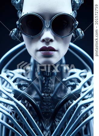 Portrait of a futuristic robot. An artistic abstract steampunk fantasy. Concept of a modern robot. 3d rendering 101572759