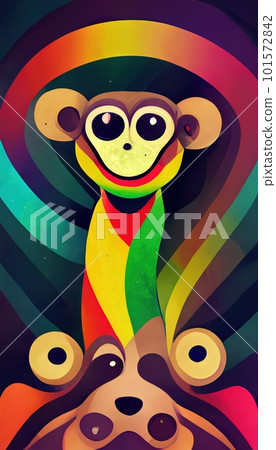 An abstract surrealistic animal. Lots of colored colors, rainbows and multicolored smoke. Colorful wonderful dream abstraction. 101572842